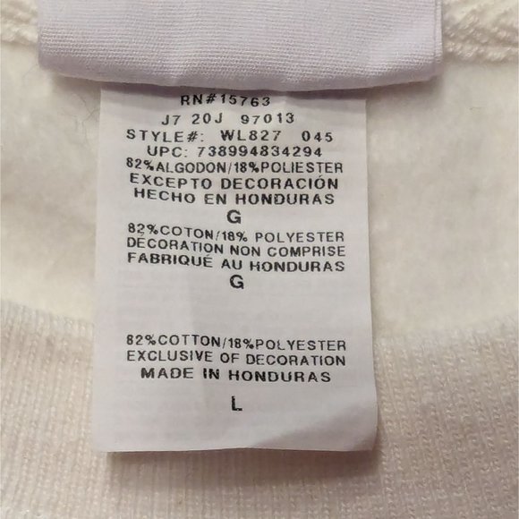 Champion Women's long sleeve white Cropped Reverse Weave Crew sweatshirt size L - Picture 5 of 5